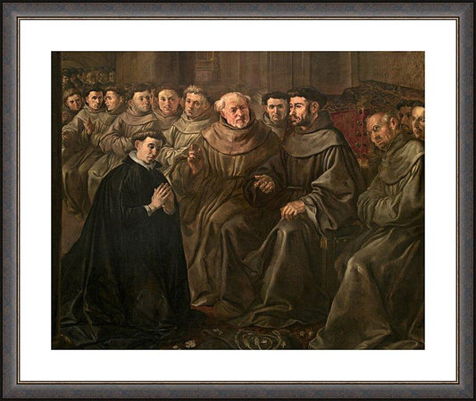 Wall Frame Espresso, Matted - St. Bonaventure Receiving Habit from St. Francis by Museum Art - Trinity Stores