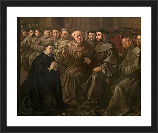 Wall Frame Black, Matted - St. Bonaventure Receiving Habit from St. Francis by Museum Art - Trinity Stores