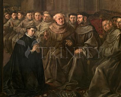 Wall Frame Black, Matted - St. Bonaventure Receiving Habit from St. Francis by Museum Art - Trinity Stores