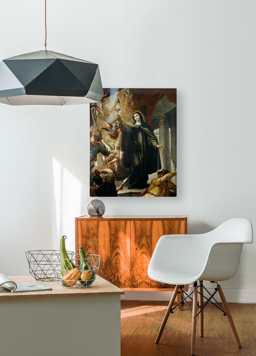 Metal Print - St. Clare of Assisi Driving Away Infidels with Eucharist by Museum Art - Trinity Stores