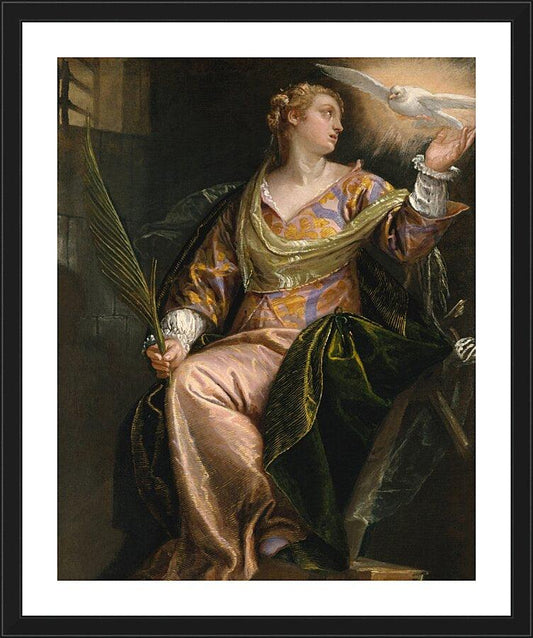 Wall Frame Black, Matted - St. Catherine of Alexandria in Prison by Museum Art - Trinity Stores
