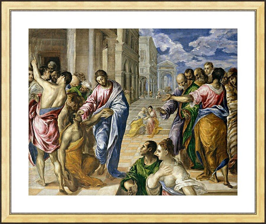 Wall Frame Gold, Matted - Christ Healing the Blind by Museum Art