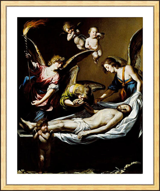 Wall Frame Gold, Matted - Christ with Lamenting Angels by Museum Art - Trinity Stores