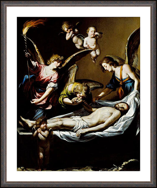 Wall Frame Espresso, Matted - Christ with Lamenting Angels by Museum Art - Trinity Stores