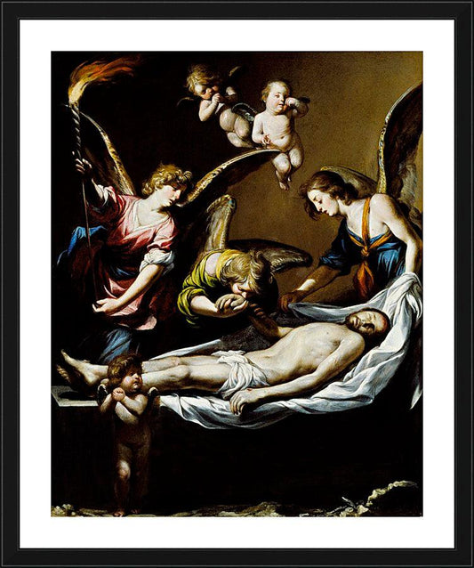 Wall Frame Black, Matted - Christ with Lamenting Angels by Museum Art - Trinity Stores