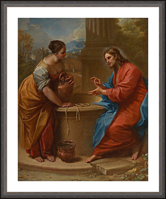 Wall Frame Espresso, Matted - Christ and Woman of Samaria by Museum Art - Trinity Stores