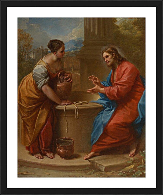 Wall Frame Black, Matted - Christ and Woman of Samaria by Museum Art - Trinity Stores