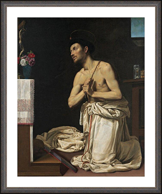 Wall Frame Espresso, Matted - St. Dominic in Penitence by Museum Art - Trinity Stores