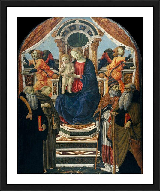 Wall Frame Black, Matted - Madonna and Child Enthroned with Saints and Angels by Museum Art - Trinity Stores