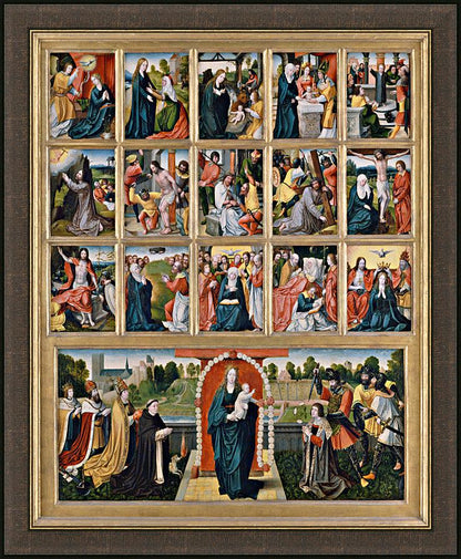 Wall Frame Espresso - Fifteen Mysteries and Mary of the Rosary by Museum Art - Trinity Stores