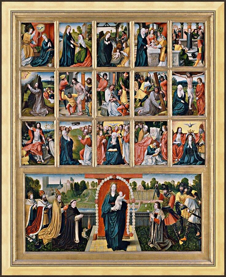 Wall Frame Gold - Fifteen Mysteries and Mary of the Rosary by Museum Art - Trinity Stores