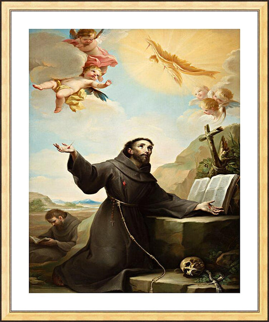 Wall Frame Gold, Matted - St. Francis of Assisi Receiving Stigmata by Museum Art - Trinity Stores
