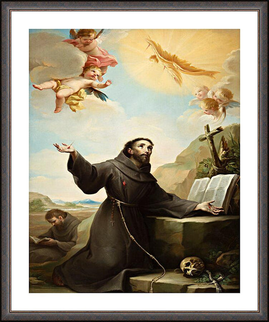 Wall Frame Espresso, Matted - St. Francis of Assisi Receiving Stigmata by Museum Art - Trinity Stores