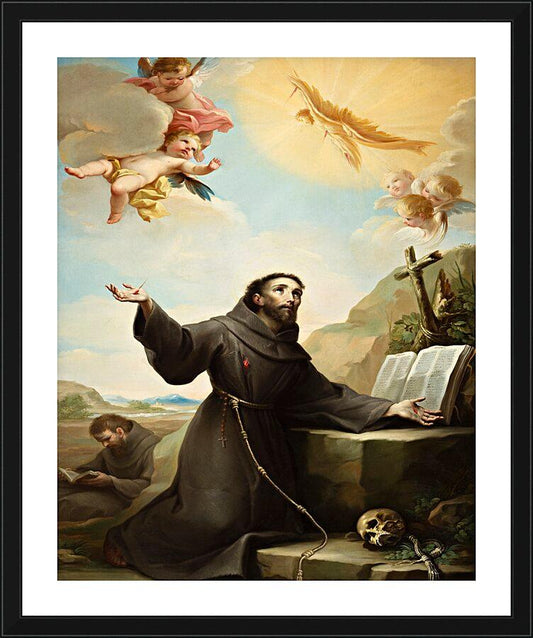 Wall Frame Black, Matted - St. Francis of Assisi Receiving Stigmata by Museum Art - Trinity Stores