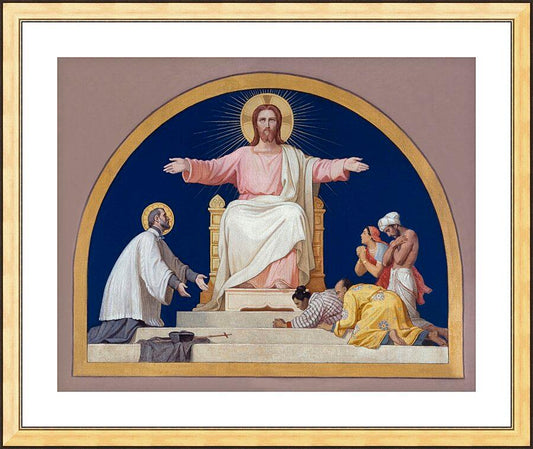 Wall Frame Gold, Matted - St. Francis Xavier Presenting to Christ People He Converted by Museum Art - Trinity Stores