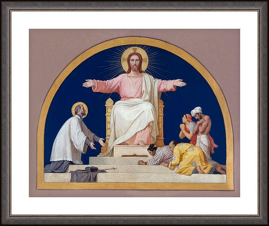 Wall Frame Espresso, Matted - St. Francis Xavier Presenting to Christ People He Converted by Museum Art - Trinity Stores