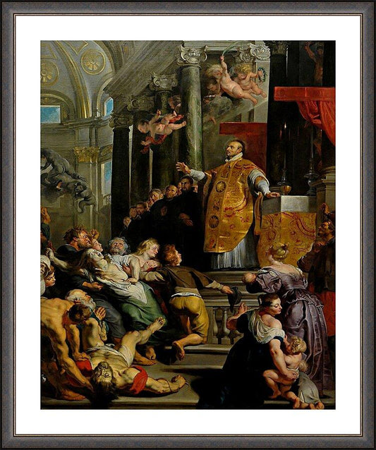 Wall Frame Espresso, Matted - Glory of St. Ignatius of Loyola by Museum Art - Trinity Stores