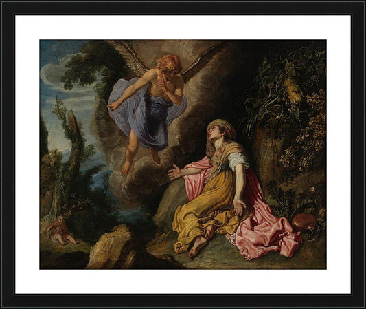 Wall Frame Black, Matted - Hagar and Angel by Museum Art - Trinity Stores