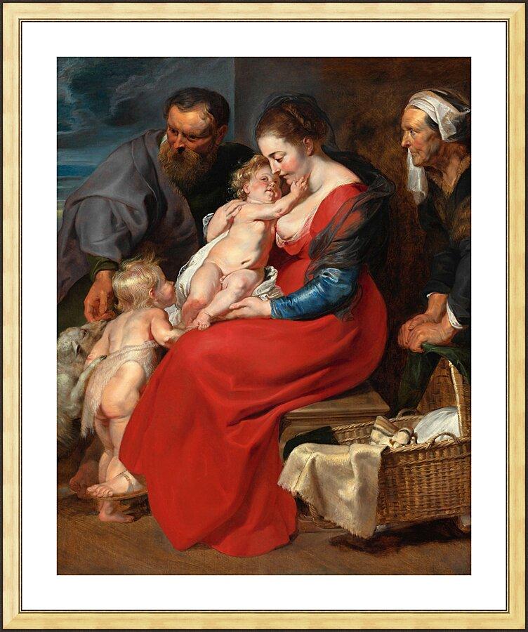Wall Frame Gold, Matted - Holy Family with Sts. Elizabeth and John the Baptist by Museum Art - Trinity Stores