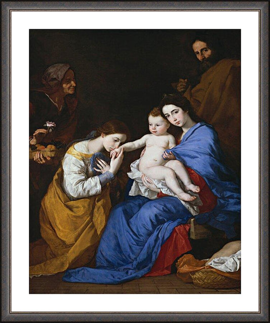 Wall Frame Espresso, Matted - Holy Family with Sts. Anne and Catherine of Alexandria by Museum Art - Trinity Stores