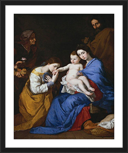 Wall Frame Black, Matted - Holy Family with Sts. Anne and Catherine of Alexandria by Museum Art - Trinity Stores