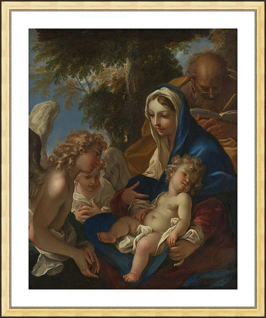 Wall Frame Gold, Matted - Holy Family with Angels by Museum Art - Trinity Stores