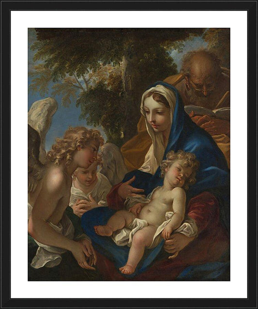 Wall Frame Black, Matted - Holy Family with Angels by Museum Art - Trinity Stores