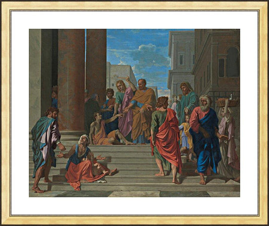 Wall Frame Gold, Matted - Sts. Peter and John Healing Lame Man by Museum Art - Trinity Stores