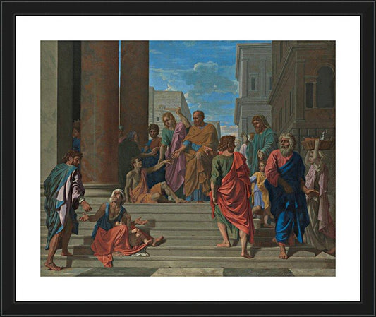 Wall Frame Black, Matted - Sts. Peter and John Healing Lame Man by Museum Art - Trinity Stores