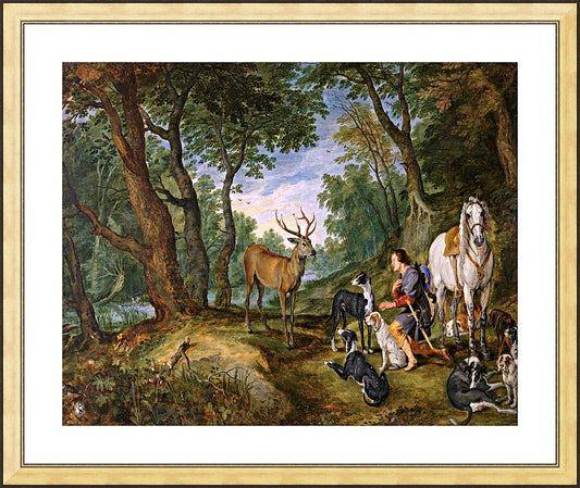 Wall Frame Gold, Matted - Vision of St. Hubert by Museum Art - Trinity Stores
