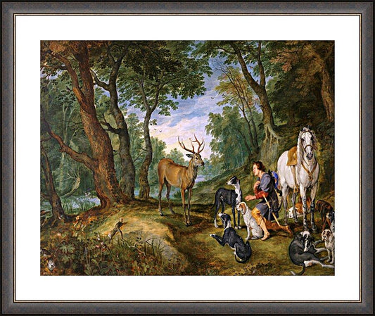 Wall Frame Espresso, Matted - Vision of St. Hubert by Museum Art - Trinity Stores