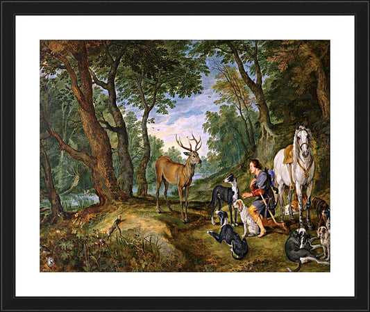 Wall Frame Black, Matted - Vision of St. Hubert by Museum Art - Trinity Stores