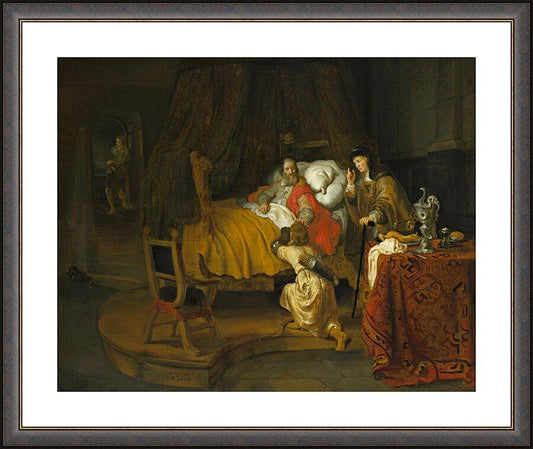 Wall Frame Espresso, Matted - St. Isaac Blessing St. Jacob by Museum Art - Trinity Stores