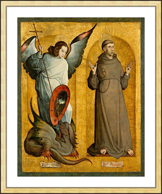 Wall Frame Gold, Matted - Sts. Michael Archangel and Francis of Assisi by Museum Art - Trinity Stores