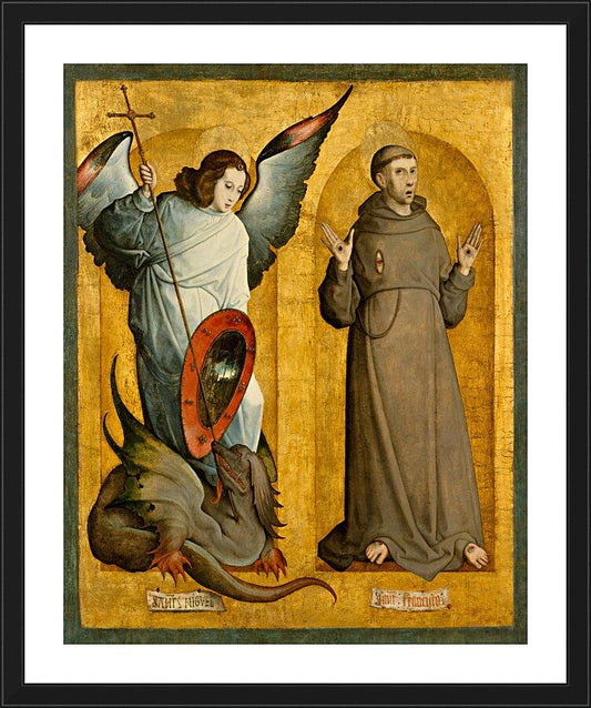 Wall Frame Black, Matted - Sts. Michael Archangel and Francis of Assisi by Museum Art - Trinity Stores