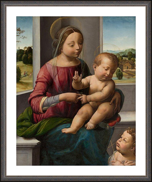 Wall Frame Espresso, Matted - Madonna and Child with Young St. John the Baptist by Museum Art - Trinity Stores