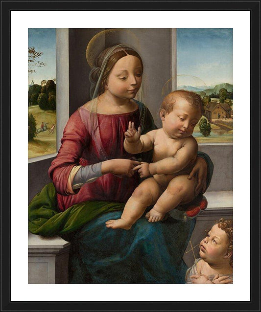 Wall Frame Black, Matted - Madonna and Child with Young St. John the Baptist by Museum Art - Trinity Stores