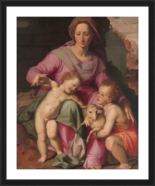 Wall Frame Black, Matted - Madonna and Child with Infant St. John the Baptist by Museum Art - Trinity Stores