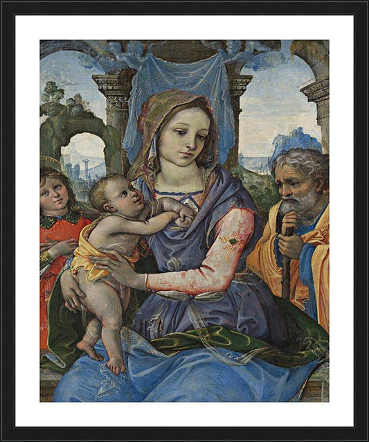Wall Frame Black, Matted - Madonna and Child with St. Joseph and Angel by Museum Art - Trinity Stores