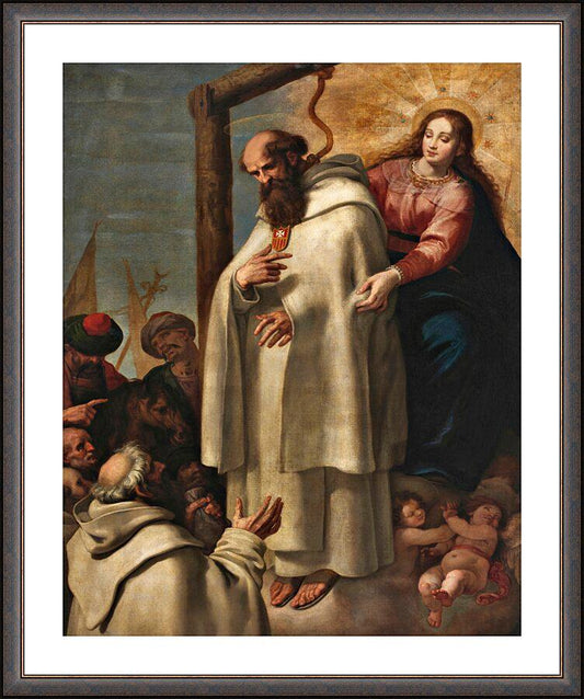 Wall Frame Espresso, Matted - Martyrdom of St. Peter Armengol by Museum Art - Trinity Stores