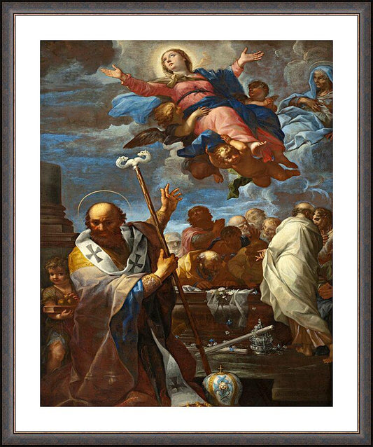 Wall Frame Espresso, Matted - Assumption of Mary with Sts. Anne and Nicholas of Myra by Museum Art - Trinity Stores