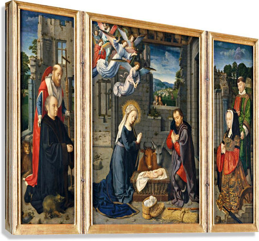 Canvas Print - Nativity with Donors and Sts. Jerome and Leonard by Museum Art - Trinity Stores