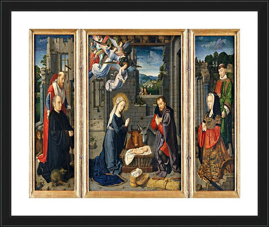 Wall Frame Black, Matted - Nativity with Donors and Sts. Jerome and Leonard by Museum Art - Trinity Stores