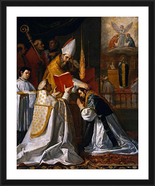 Wall Frame Black, Matted - Ordination and First Mass of St. John of Matha by Museum Art - Trinity Stores