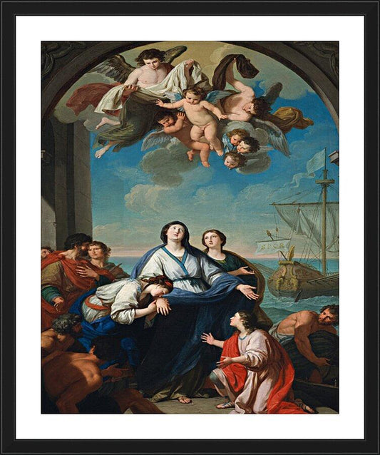Wall Frame Black, Matted - Departure of Sts. Paula and Eustochium for the Holy Land by Museum Art - Trinity Stores