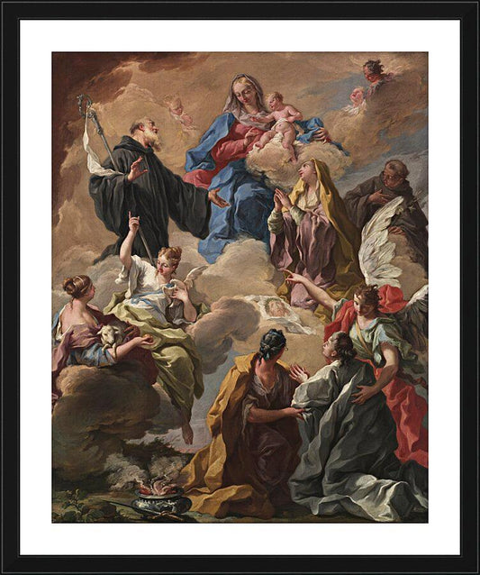 Wall Frame Black, Matted - Saints Presenting Devout Woman to Blessed Virgin Mary and Child by Museum Art - Trinity Stores