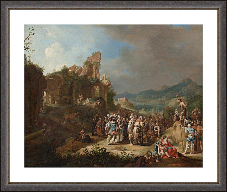 Wall Frame Espresso, Matted - Preaching of St. John the Baptist by Museum Art - Trinity Stores