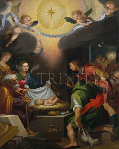 Wall Frame Espresso, Matted - Adoration of the Shepherds with St. Catherine of Alexandria by Museum Art - Trinity Stores