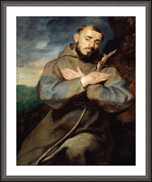 Wall Frame Espresso, Matted - St. Francis of Assisi by Museum Art - Trinity Stores