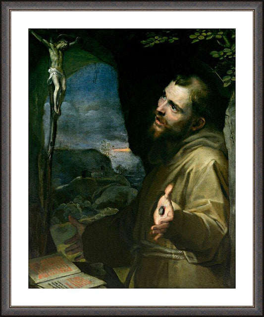 Wall Frame Espresso, Matted - St. Francis of Assisi by Museum Art - Trinity Stores